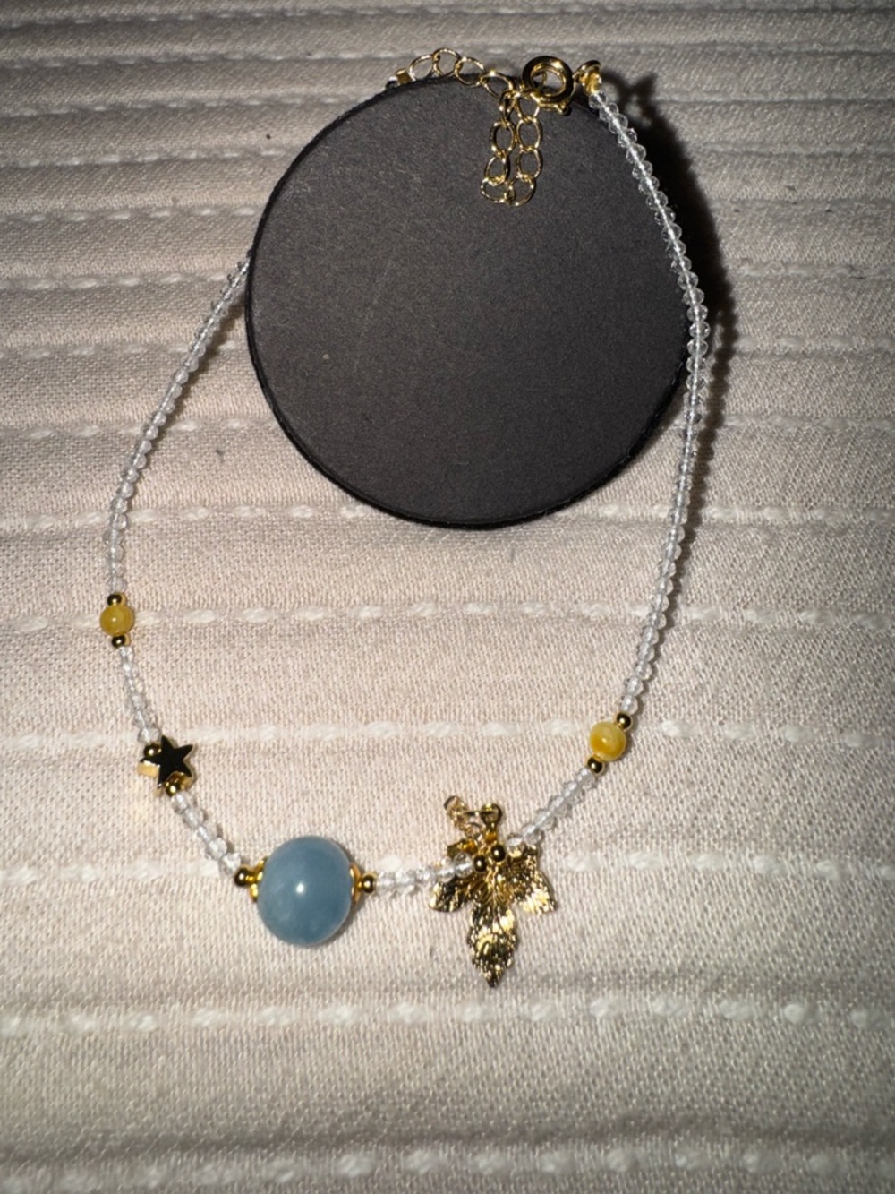 Aquamarine with white spinel anklet